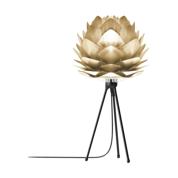 Silvia Mini tafellamp brushed brass - met tripod zwart - Ø 32 cm