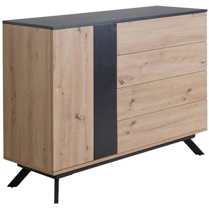 Sky Style Brandio Eiken | Zwart Dressoir 4-Lades