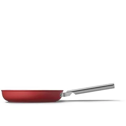 SMEG koekenpan 24cm - Anti aanbak - Vaatwasbestendig - Rood mat