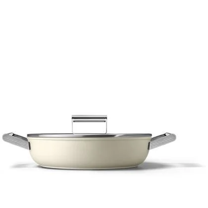 SMEG smoorpan 28cm - Anti aanbak - Glazen deksel - Crème mat