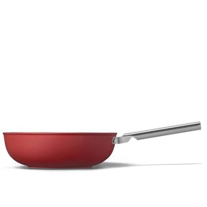 SMEG wok 30cm - Anti aanbak - Vaatwasbestendig - Rood mat