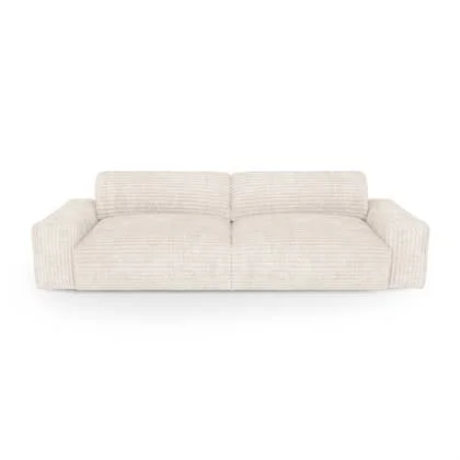 Sofa 4 zits ribfluweel XXL crème 240cm