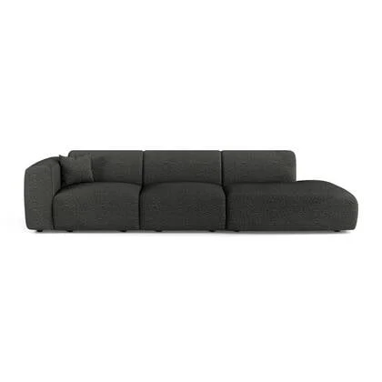 Sofa links 5-zits bouclette donker antraciet 310cm