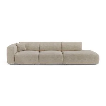 Sofa links 5-zits fluweel met beige patroon 310cm