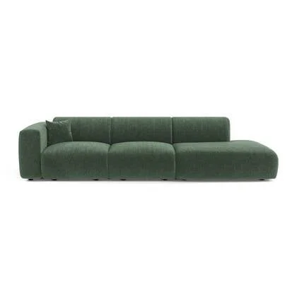 Sofa links 5-zits fluweel met smaragdgroen patroon 310cm