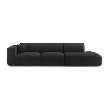 Sofa links 5-zits fluweelmotief donker antraciet 310cm