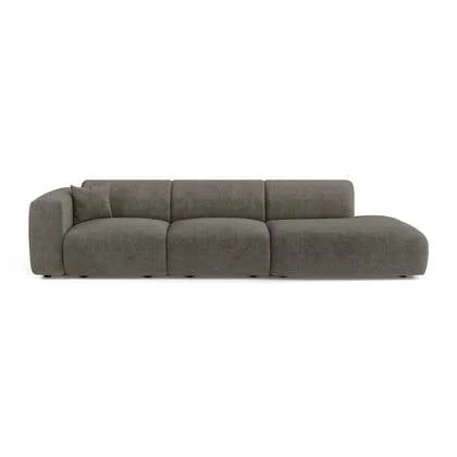 Sofa links 5-zits fluweelmotief grijs 310cm