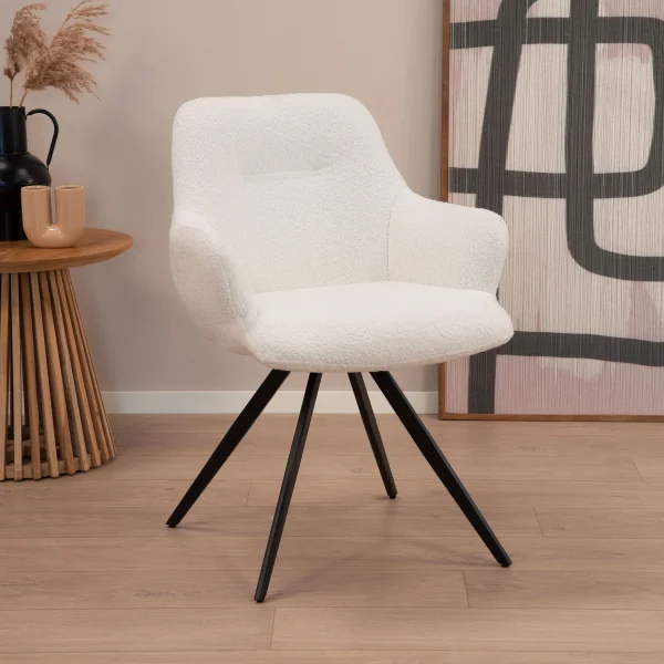 Sohome Draaibare Eetkamerstoel Aimée Bouclé - Wit