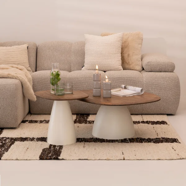 Sohome Organische Salontafel Madin Mangohout, Set van 2 stuks - Bruin