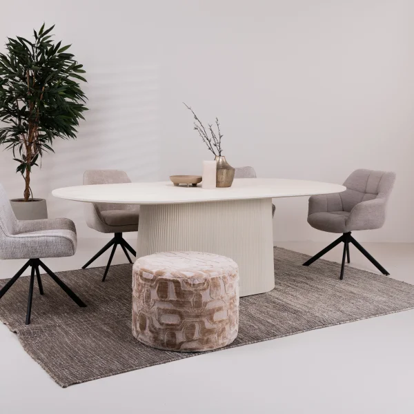 Sohome Ovale Eettafel Puck Mangohout, 230 x 110cm - Ivoor - Ovaal