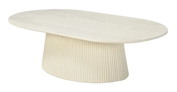 Sohome Ovale Salontafel Puck Mangohout, 120 x 70cm - Ivoor - Ovaal