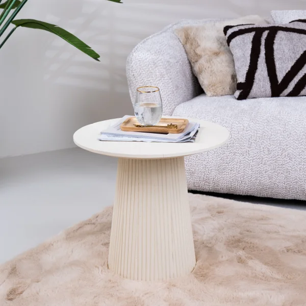 Sohome Ronde Bijzettafel Puck Mangohout, 50cm - Ivoor