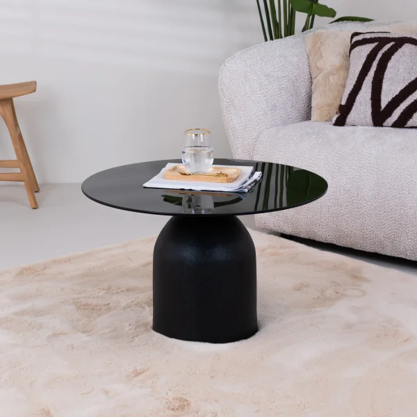 Sohome Ronde Salontafel Indira Glas en staal, 70cm - Zwart