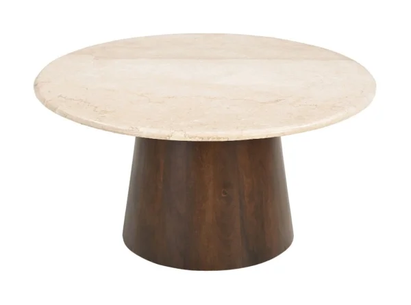 Sohome Ronde Salontafel Margred Marmer en mangohout, 75cm - Beige