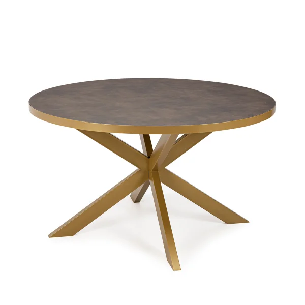 Stalux Ronde Eettafel Daan - goud / lederlook bruin