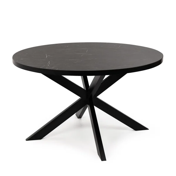 Stalux Ronde Eettafel Daan - zwart / zwart marmer