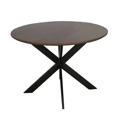 StarFurn - Eettafel Rond Walnoot|Zwart - 110x110x76cm - Madison