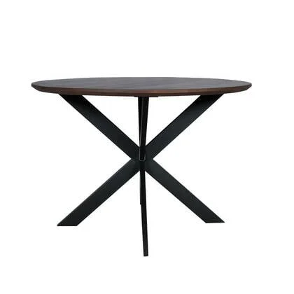 StarFurn - Eettafel Rond Walnoot|Zwart - 130x130x76cm - Madison