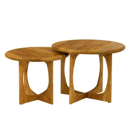 StarFurn - Salontafel Rond Naturel Hout - 70x70x50cm - Milou