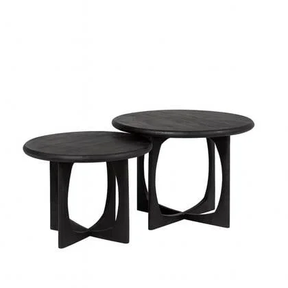 StarFurn - Salontafel Rond Zwart Hout - 70x70x50cm - Milou