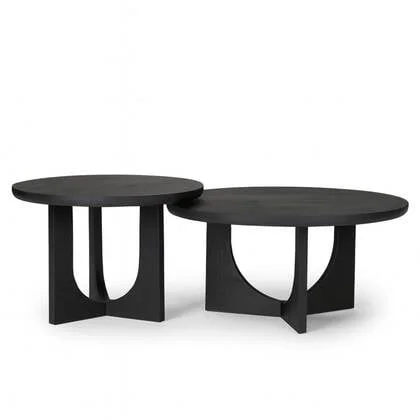 StarFurn - Salontafel Rond Zwart Hout - 80x80x40cm - Guus