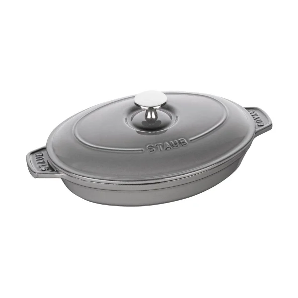 STAUB Staub ovenschaal gietijzer met deksel ovaal 23 cm Grafietgrijs