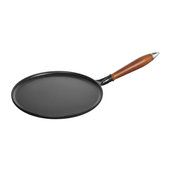 STAUB Vintage pannenkoekenpan met houten handvat Ø28 cm Zwart