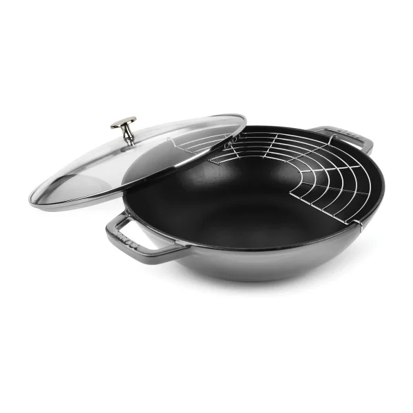 STAUB Wok met glazen deksel Ø30 cm 4,4 L Grijs