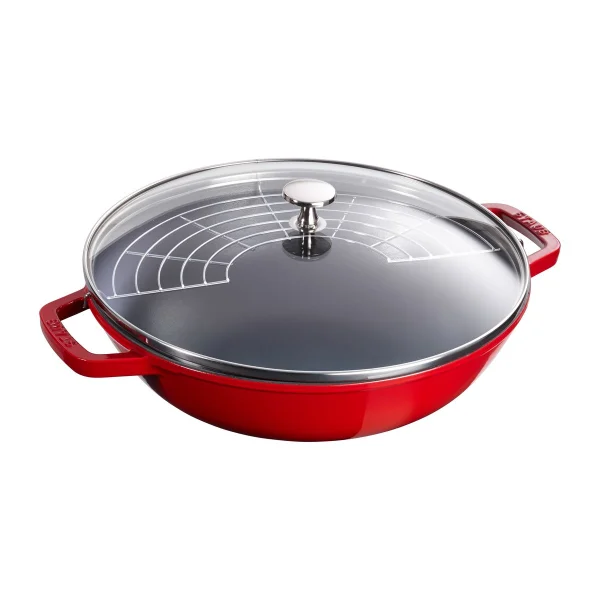 STAUB Wok met glazen deksel Ø30 cm 4,4 L Rood