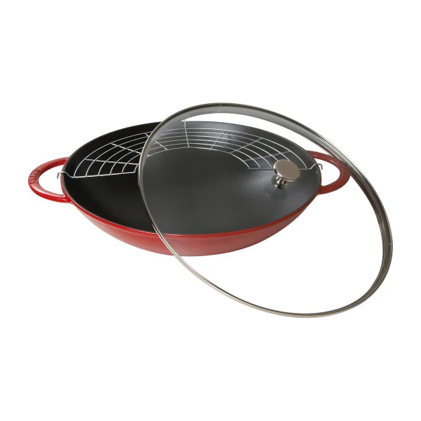 STAUB Wok met glazen deksel Ø37 cm 5,7 L Rood