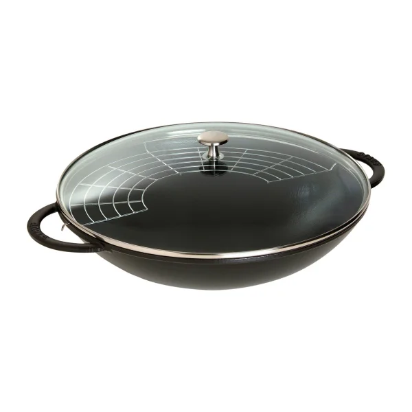 STAUB Wok met glazen deksel Ø37 cm 5,7 L Zwart