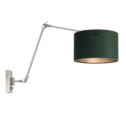 Steinhauer Prestige Chic wandlamp staal en groen tot 105 cm diep E27