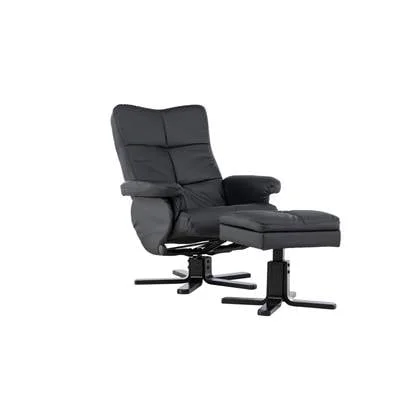 Svea - Savo relax fauteuil met voetenbank - zwart