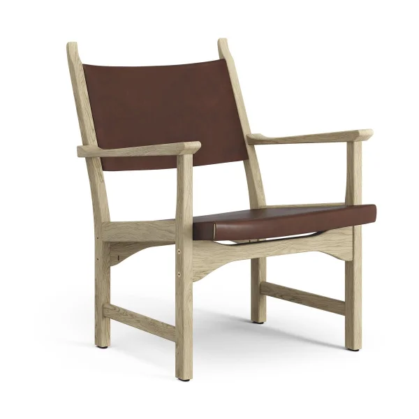 Swedese Caryngo fauteuil Naturelgelakt eikenhout-leer roodbruin