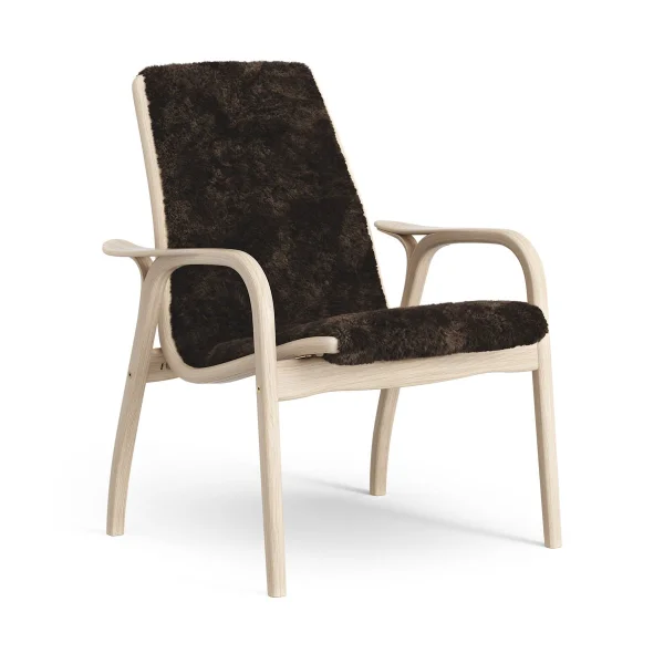 Swedese Laminett Fauteuil Eik wit gepigmenteerd / schapenvacht Espresso (bruin)