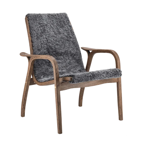 Swedese Laminett fauteuil eik/schapenvacht Special Edition Rubio Monocoat Chocolate-Charcoal