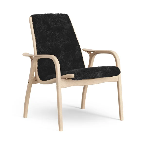 Swedese Laminett Fauteuil gelakt Beuken / schapenvacht Black (zwart)