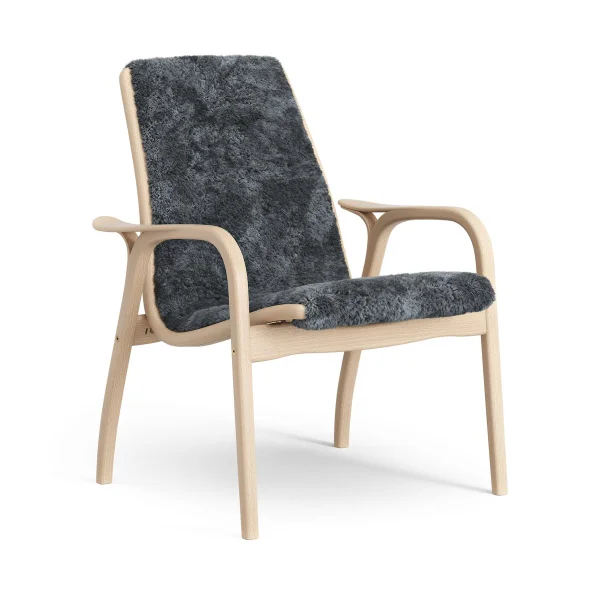 Swedese Laminett Fauteuil gelakt Beuken / schapenvacht Charcoal (donkergrijs)