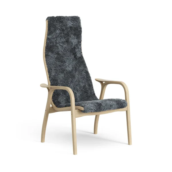 Swedese Lamini Kinderfauteuil gelakt Eik/schapenvacht Charcoal (donkergrijs)