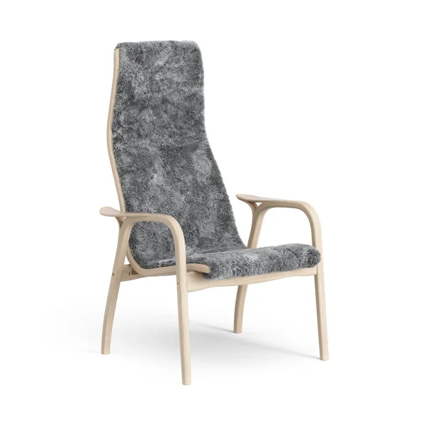 Swedese Lamino Fauteuil Eik wit gepigmenteerd / schapenvacht Scandinavian Grey (grijs)