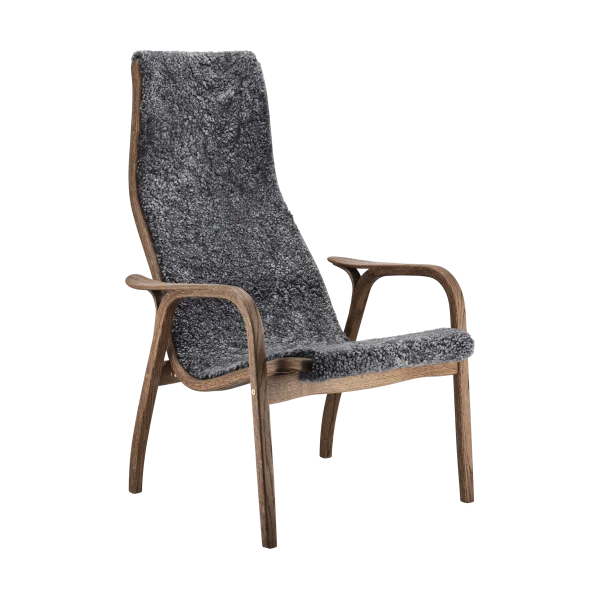 Swedese Lamino fauteuil eiken/schapenvacht Special Edition Rubio Monocoat Chocolate-Charcoal