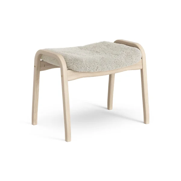 Swedese Lamino voetenbankje Eik wit gepigmenteerd / schapenvacht Moonlight (beige)