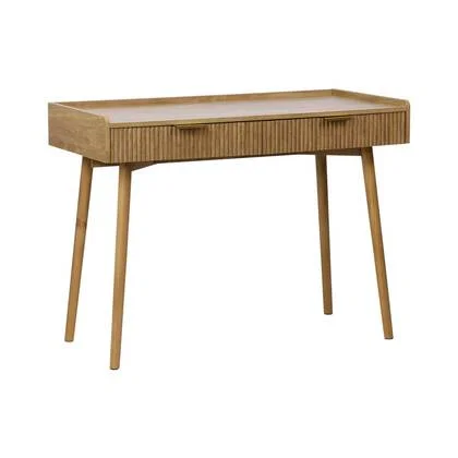 sweeek - Bureau met gegroefd mangohouteffect, 2 lades