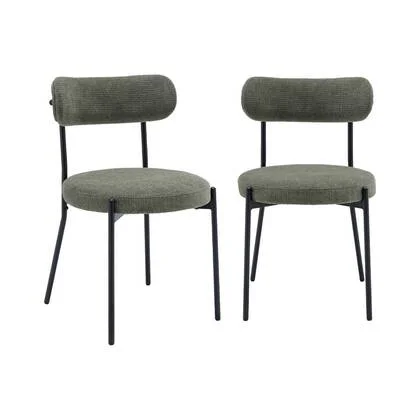 sweeek - Metaal en chenille stof stoel (set van 2)