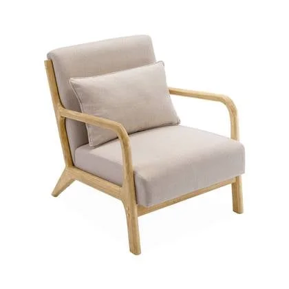 sweeek - Scandinavische fauteuil in hout en stof