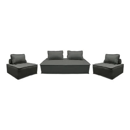 sweeek - Set van 2 fauteuils met 2-zitsbank in stof, met kussen