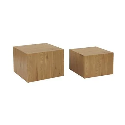 sweeek - Set van 2 vierkante salontafels met houteffect
