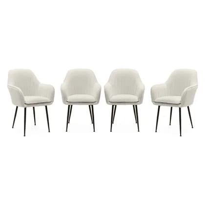 sweeek - Set van 4 stoelen in bouclé met metalen poten