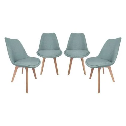 sweeek - Stoffen Scandinavische stoelen met beukenhouten poten (set