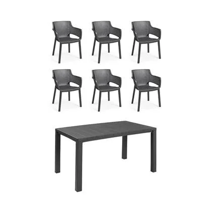 sweeek - Tuintafel + Set van 6 stoelen